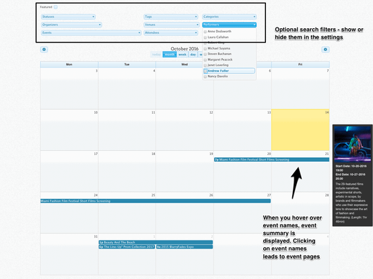 WP Easy Events Pro WordPress plugin offers fully customizable event calendar