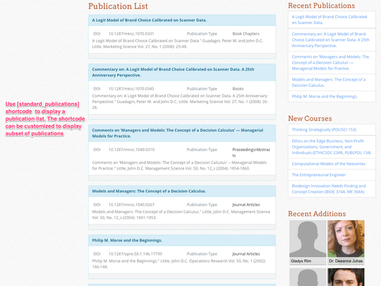 Campus Directory Pro WordPress plugin displays each publication in its own page
