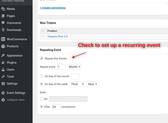 WP Easy Events supports setting up recurring events allowing many complex scenarios.